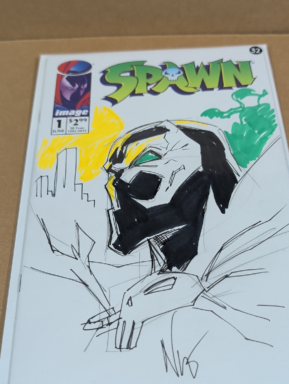 Spawn Comic Book Sketch Cover - By Artist Eddie Nunez With COA
